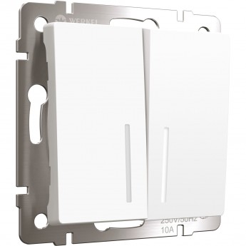 Выключатель двухклавишный WERKEL W1122161 проходной с подсветкой, белый матовый Выключатель двухклавишный WERKEL W1122161 проходной с подсветкой, белый матовый