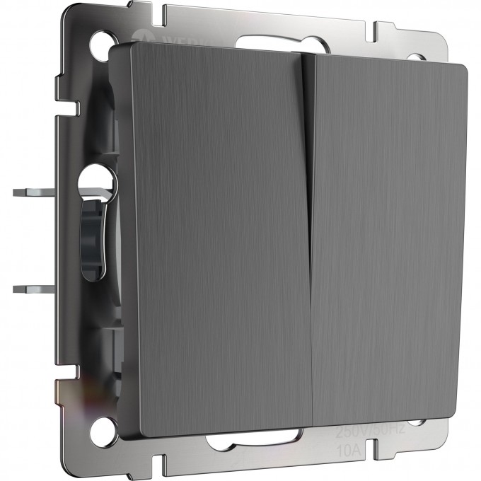 Выключатель двухклавишный WERKEL WL04-SW-2G-2W-LED проходной с подсветкой, графит рифленый a046619 Выключатель двухклавишный WERKEL WL04-SW-2G-2W-LED проходной с подсветкой, графит рифленый a046619