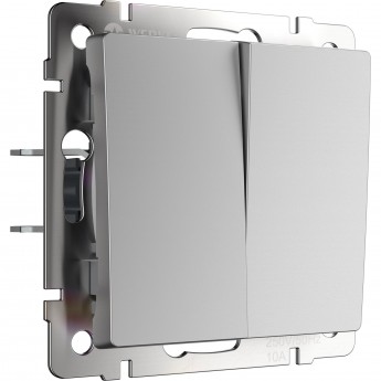 Выключатель двухклавишный WERKEL WL06-SW-2G-2W проходной, серебряный