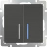 Выключатель двухклавишный WERKEL WL07-SW-2G-2W-LED проходной с подсветкой серо-коричневый a035911