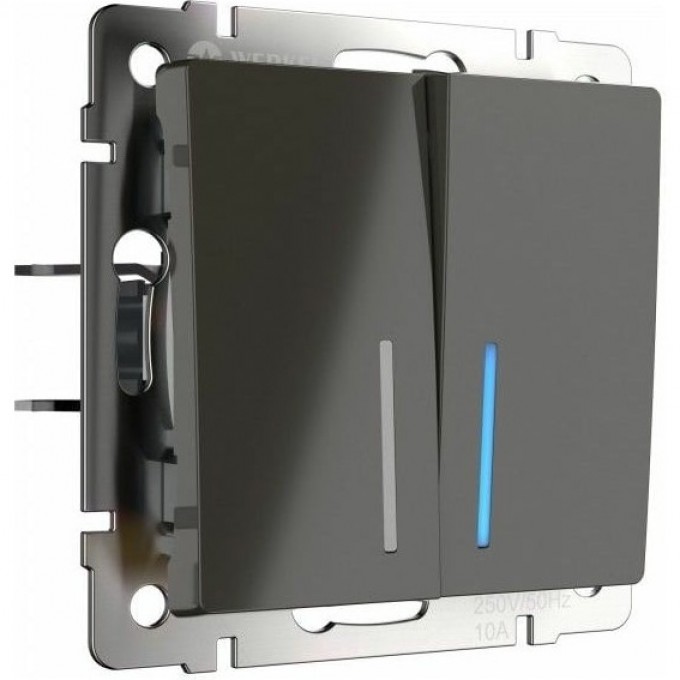 Выключатель двухклавишный WERKEL WL07-SW-2G-LED с подсветкой серо-коричневый a029879 Выключатель двухклавишный WERKEL WL07-SW-2G-LED с подсветкой серо-коричневый a029879