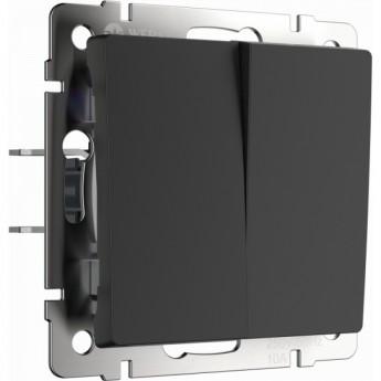 Выключатель двухклавишный WERKEL WL08-SW-2G-2W проходной, черный матовый