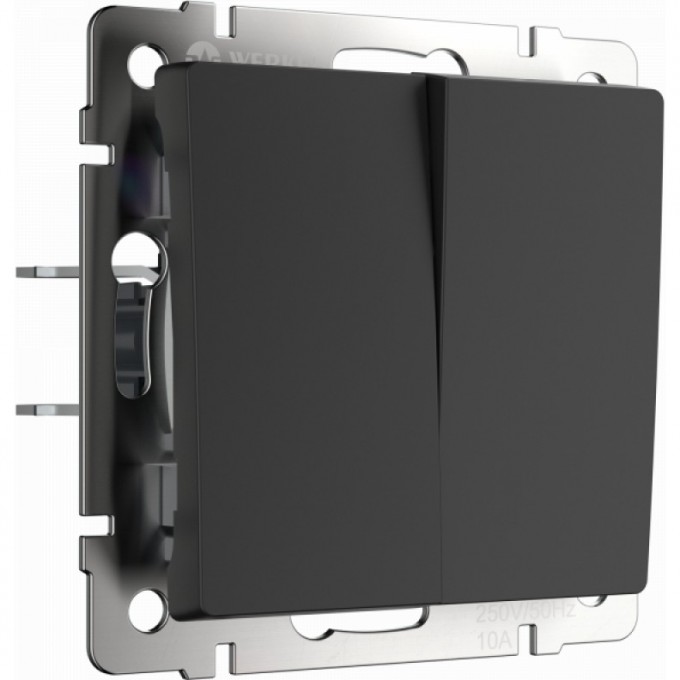 Выключатель двухклавишный WERKEL WL08-SW-2G-2W проходной, черный матовый a029875 Выключатель двухклавишный WERKEL WL08-SW-2G-2W проходной, черный матовый a029875