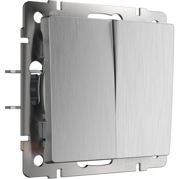 Выключатель двухклавишный WERKEL WL09-SW-2G, cеребряный рифленый a035655 Выключатель двухклавишный WERKEL WL09-SW-2G, cеребряный рифленый a035655