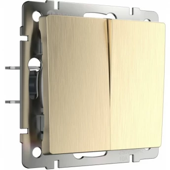 Выключатель двухклавишный WERKEL WL10-SW-2G, шампань рифленый