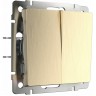 Выключатель двухклавишный WERKEL WL10-SW-2G, шампань рифленый a035612
