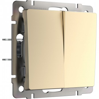 Выключатель двухклавишный WERKEL WL11-SW-2G-2W проходной, шампань
