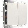Выключатель двухклавишный WERKEL WL13-SW-2G-2W проходной, перламутровый рифленый a040893