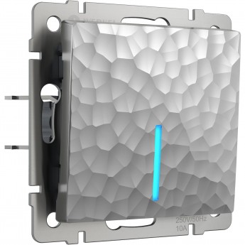 Выключатель одноклавишный WERKEL HAMMER W1210106 с подсветкой, серебряный Выключатель одноклавишный WERKEL HAMMER W1210106 с подсветкой, серебряный