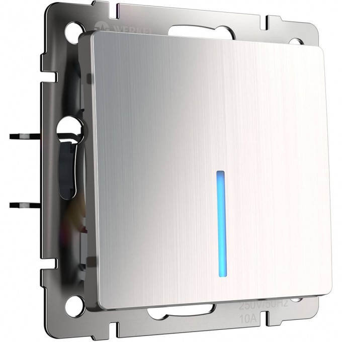 Выключатель одноклавишный WERKEL WL02-SW-1G-2W-LED проходной с подсветкой, глянцевый никель a030791 Выключатель одноклавишный WERKEL WL02-SW-1G-2W-LED проходной с подсветкой, глянцевый никель a030791