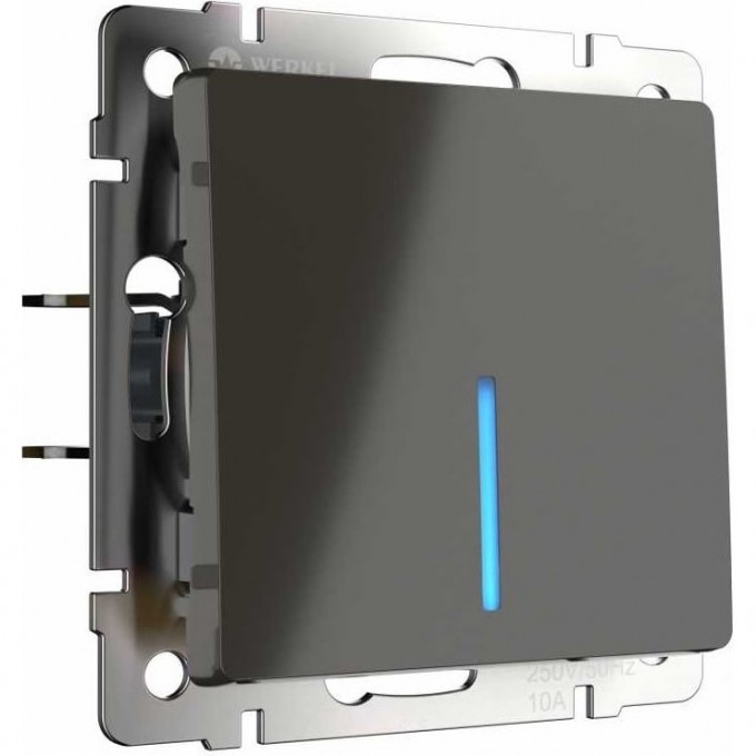 Выключатель одноклавишный WERKEL WL07-SW-1G-LED с подсветкой серо-коричневый a029870 Выключатель одноклавишный WERKEL WL07-SW-1G-LED с подсветкой серо-коричневый a029870