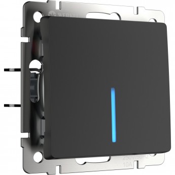 Выключатель одноклавишный WERKEL WL08-SW-1G-LED с подсветкой, черный матовый Выключатель одноклавишный WERKEL WL08-SW-1G-LED с подсветкой, черный матовый