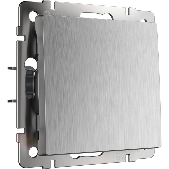 Выключатель одноклавишный WERKEL WL09-SW-1G-2W проходной, cеребряный рифленый a035652 Выключатель одноклавишный WERKEL WL09-SW-1G-2W проходной, cеребряный рифленый a035652