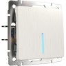 Выключатель одноклавишный WERKEL WL13-SW-1G-2W-LED проходной с подсветкой, перламутровый рифленый a040895