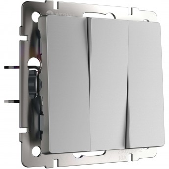 Выключатель трехклавишный WERKEL W1130006 серебряный Выключатель трехклавишный WERKEL W1130006 серебряный