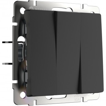 Выключатель трехклавишный WERKEL W1130008 черный матовый