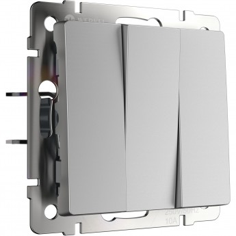 Выключатель трехклавишный WERKEL W1130065 серебряный матовый
