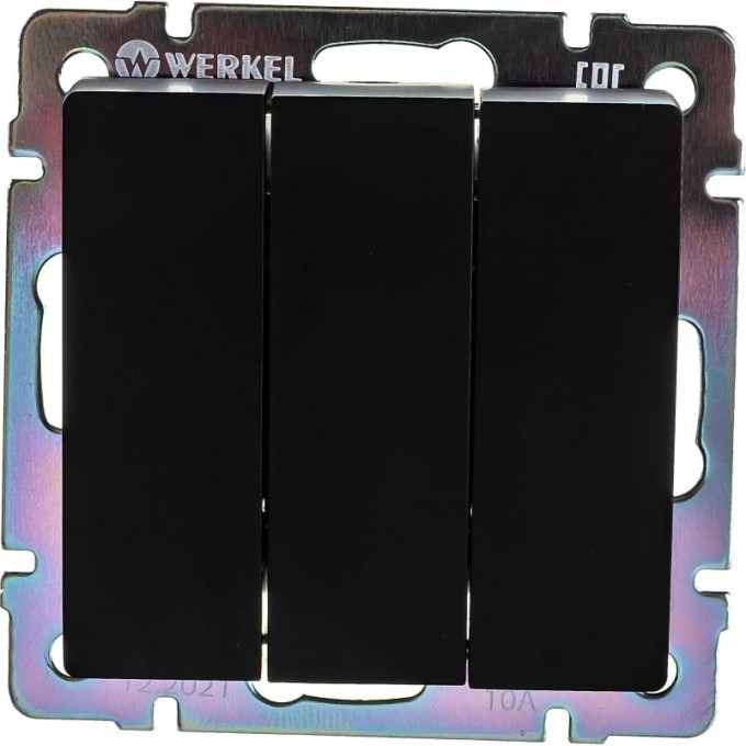 Выключатель трехклавишный WERKEL WL08-SW-3G, черный, матовый a033753 Выключатель трехклавишный WERKEL WL08-SW-3G, черный, матовый a033753