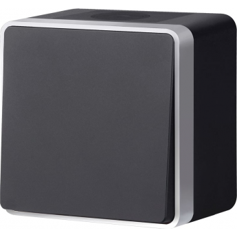 Выключатель WERKEL одноклавишный влагозащищенный Gallant черный с серебром W5010234