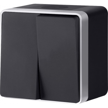 Выключатель WERKEL W5020234 двухклавишный влагозащищенный Gallant черный с серебром